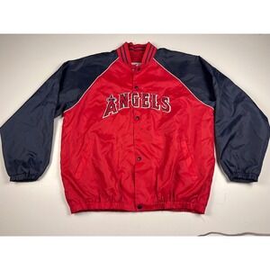 Los Angeles Angels Baseball Jacket Men's XL Red Navy Satin MLB Genuine Bullpen
